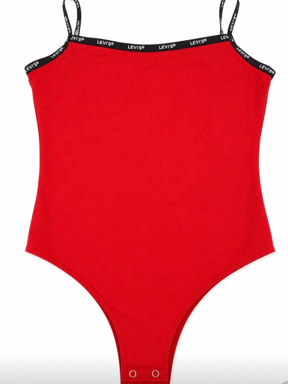 Levi's Red Scoop Neck Bodysuit with Logo Trim